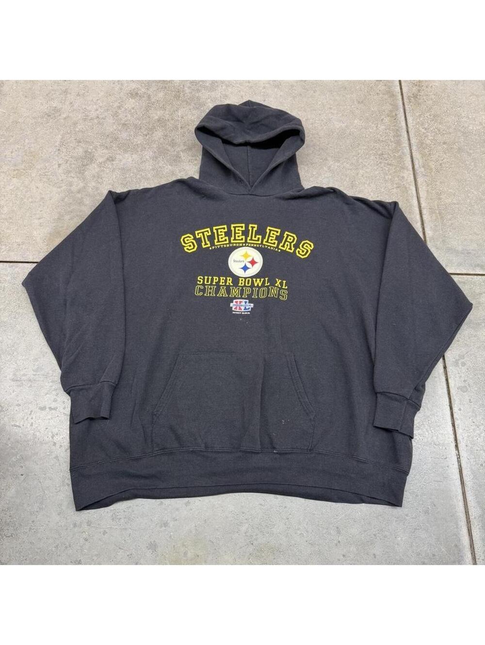 vintage pittsburgh steelers super bowl champions black hoodie size xl